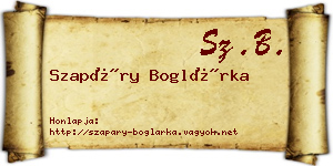 Szapáry Boglárka névjegykártya